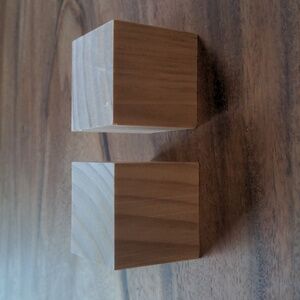 Set of 2 Unfinished Wood Block Cubes for display, decor or crafts
